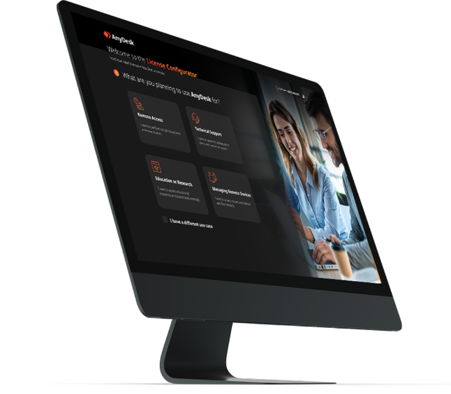Pantalla de AnyDesk para equipos de trabajo