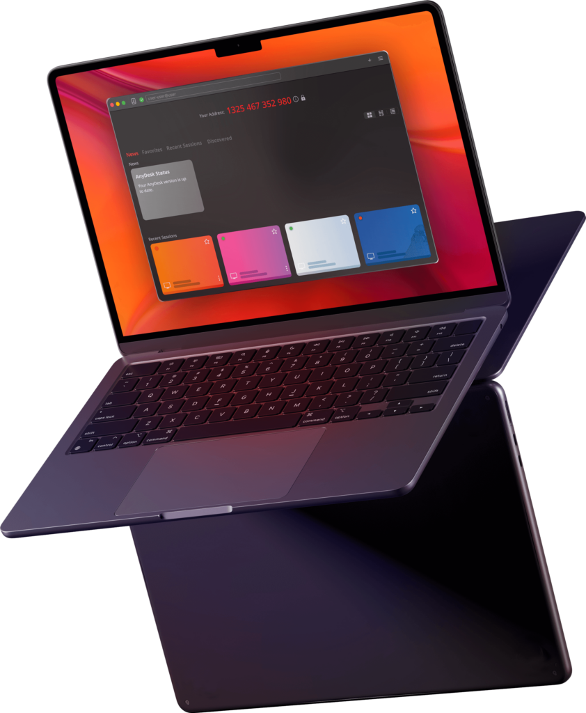 AnyDesk en notebook para soporte remoto empresarial